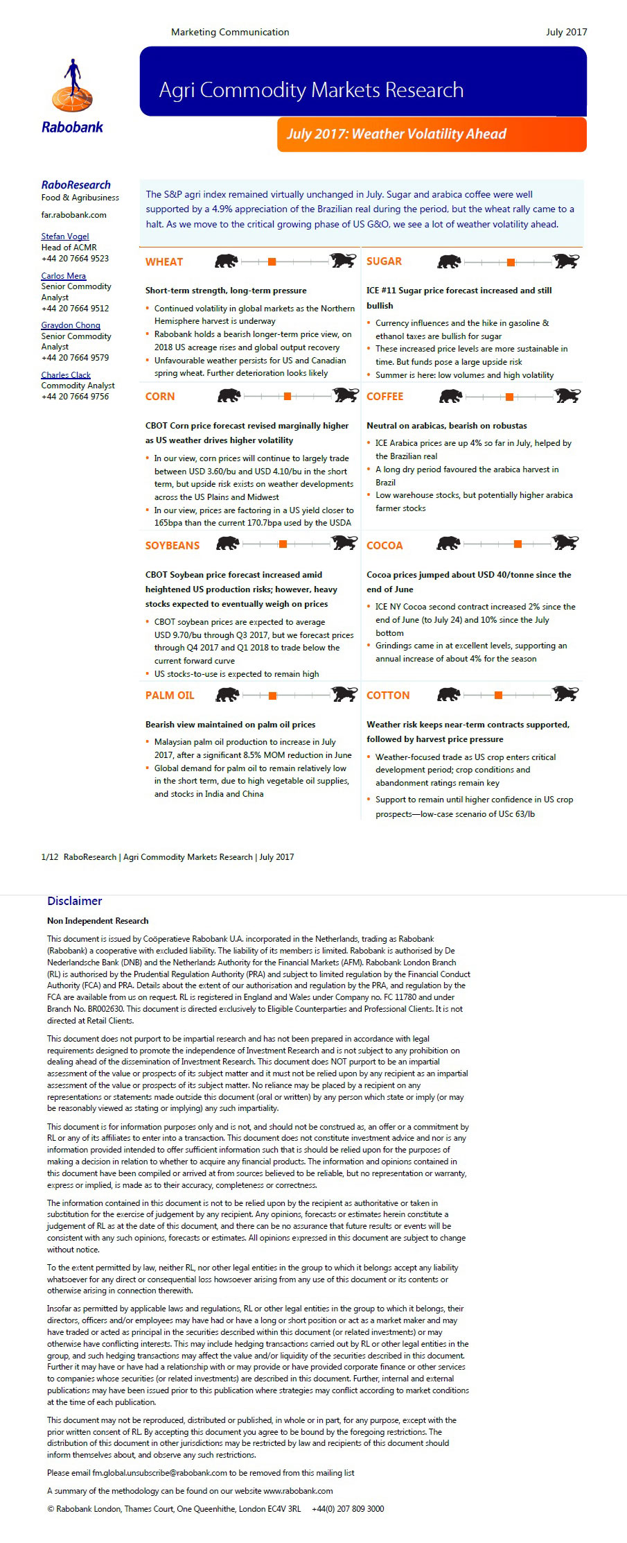 agri commodities monthly report rabo agrifinance
